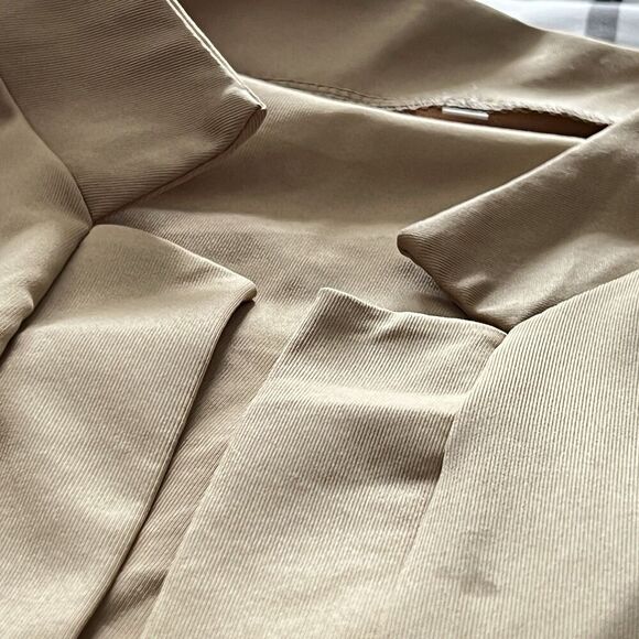 Open Sweater sz XXL Tan Beige Nude Polyester Blend Blazer Buttonless Coat Work - Picture 3 of 5